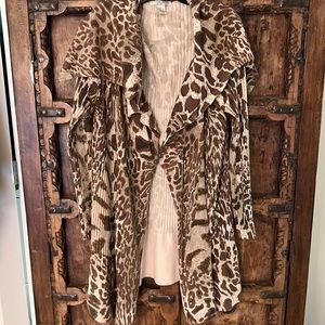 Alberto Makali Leopard pleated Cardigan